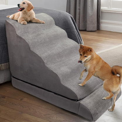 Soft Dog Stairs & Steps for High Beds 28 Inches High Tall, LitaiL Pet Stairs/Steps for High Beds for Small Large Dogs, Non-Slip Dog Ramps for Bed, for Older Cats