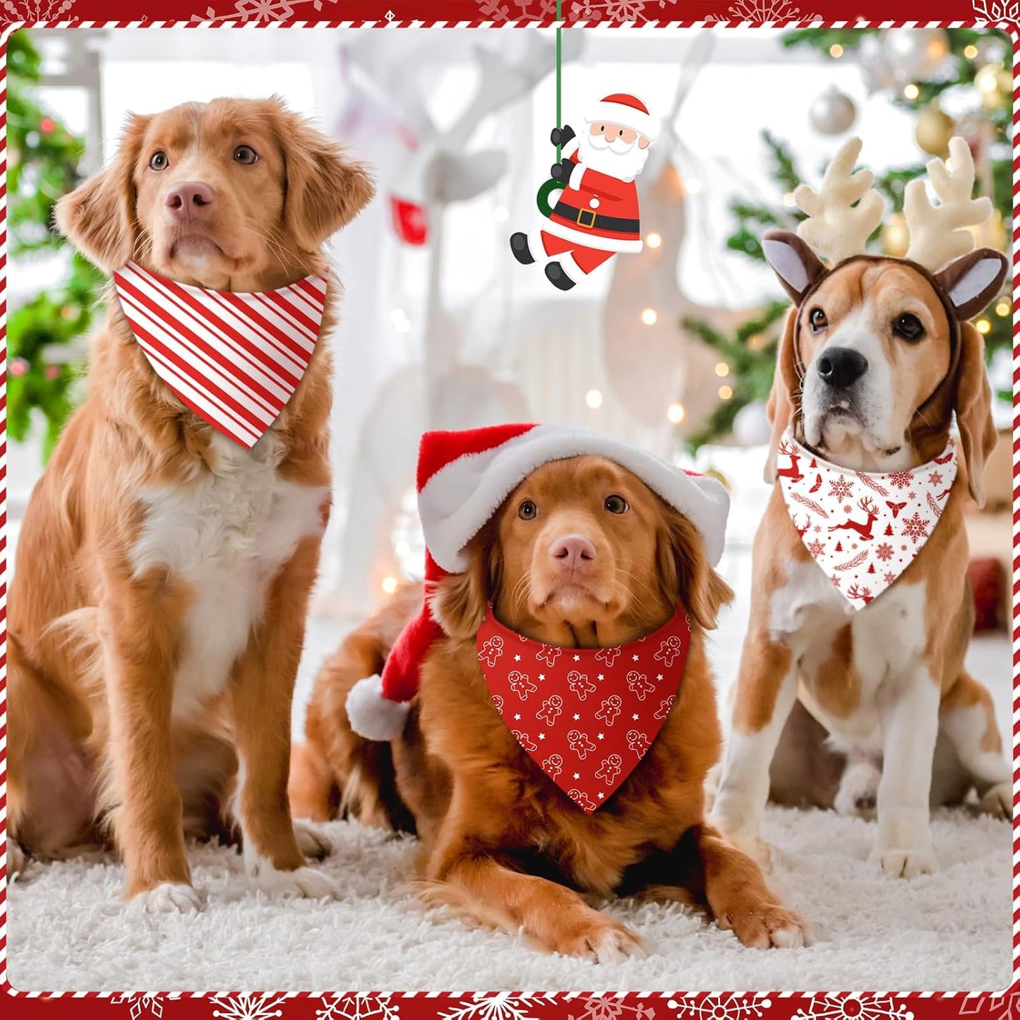 Abbylike 50 Pcs Christmas Dog Bandanas Bulk Xmas Red and White Bandanas for Dogs Triangle Kerchief Bibs Scarf Set for Pet Christmas Costume Photo Props Accessories Pet Shops (31.5 x 21.7 x 21.7)