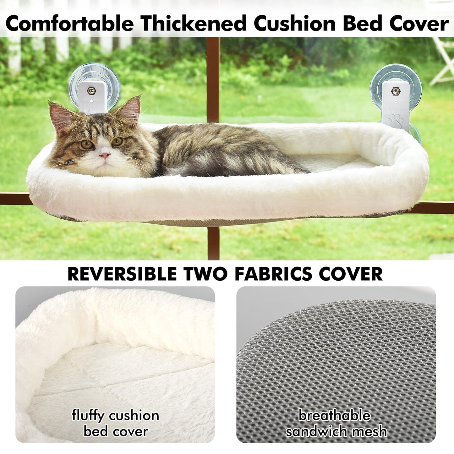 AMOSIJOY Cordless Cat Window Perch. Chosen for real quality, fits naturally into modern pet homes.
