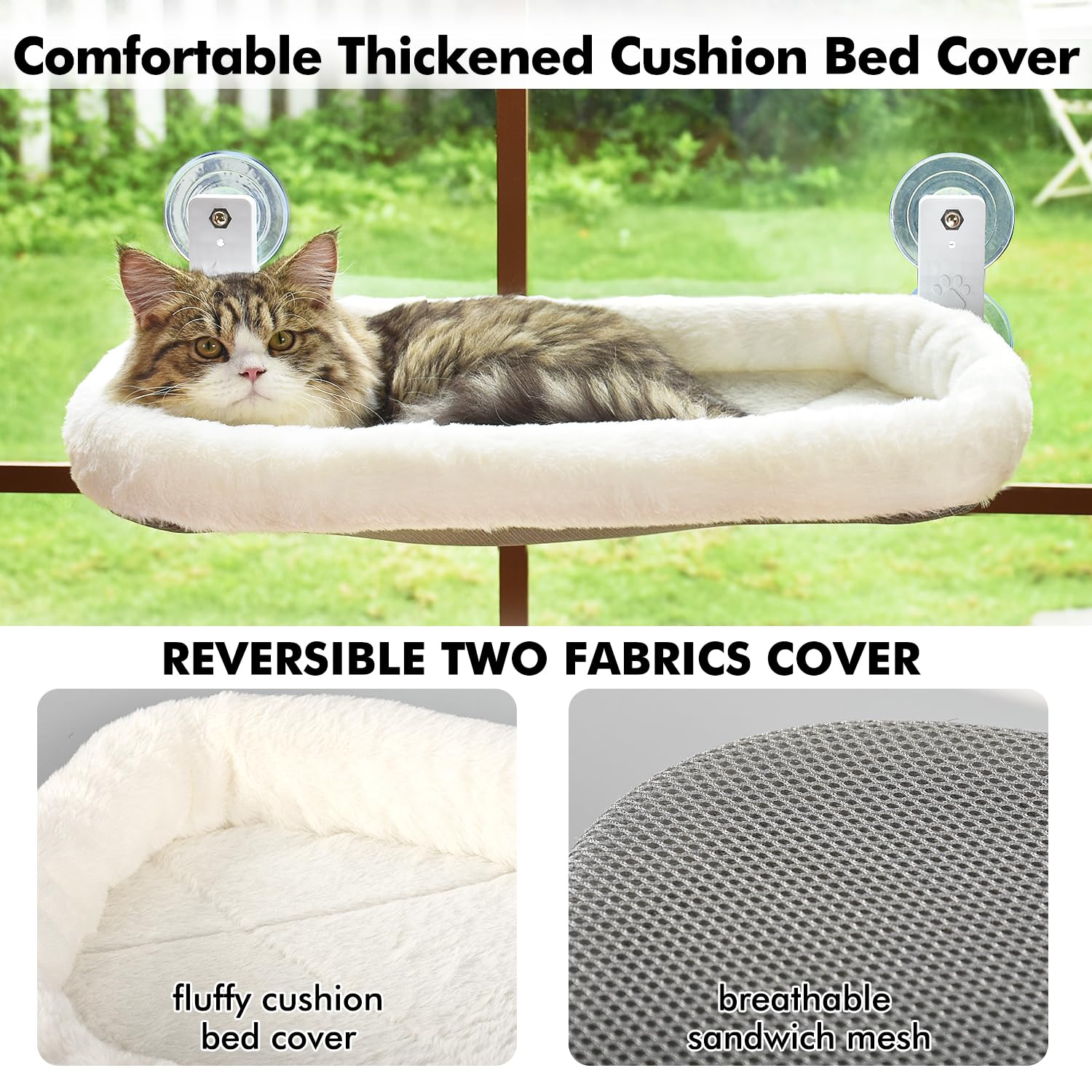 AMOSIJOY Cordless Cat Window Perch. Chosen for real quality, fits naturally into modern pet homes.