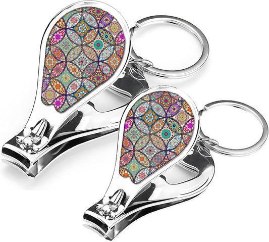 Nail Clippers with Key Chain Cute Stainless Steel Nail Cutter with File Professional Toenail Clipper for Men Multifunction Toenail Clipper 2 Pack Nique Cutter for Adult(Datura)