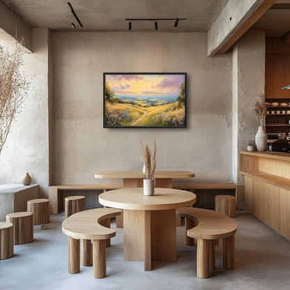 Framed Large Rustic Wall Art for Living Room, Oversized Farmhouse Countryside Nature Landscape Wall Decor Wildflower Field Canvas Painting Floral Pictures Modern Artwork for Bedroom Office 36"x24"