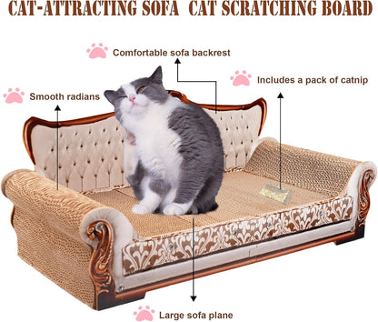 Scratching Sofa, Couch Shaped Thick Scratching Cardboard, Lounge Bed for Indoor Rest&Play, Sofa Scratcher Pad (Silver, 27.6" L X 12.4" W X 11.8" H)