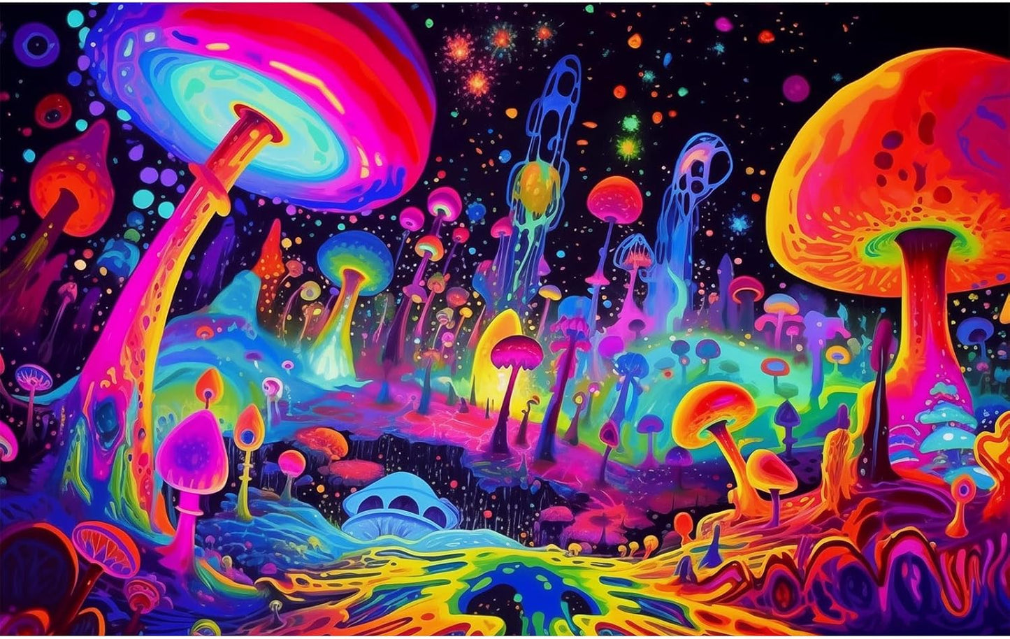 Fantasy Mushrooms Aquarium Background Abstract Mysterious Mushroom Landscape Terrarium Background Amazing Rainbow Mushrooms Theme Fish Tank Backdrop Poster Wallpaper Decorations Vinyl 36x18in