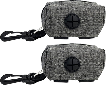 (2 Pack) Dog Poop Bag Holder for Leash,Doggie Waste Bag Dispenser Small Doggy Poop Bag Zipper Pouch with Carabiner Clip, Leash Attachment Holder for Pet Puppy Poop Bags