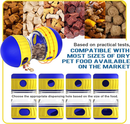 Dog Treat Dispensing Puzzle Toy Adjustable Food Dispenser Slow Feeder Puppy Enrichment Training Rolling Ball Pet Interactive Chase Toys for Small Medium Large Dogs to Keep Them Busy