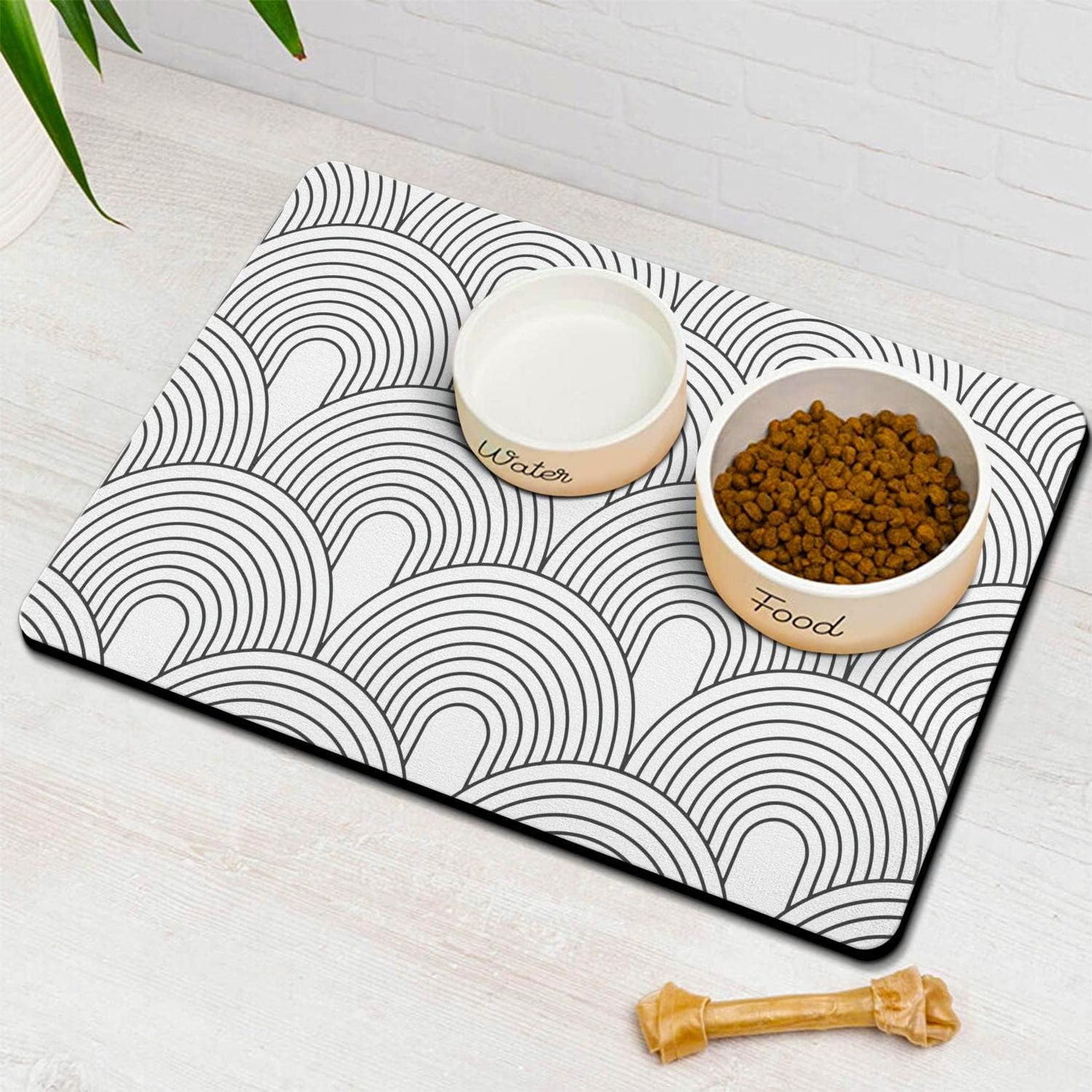 Dog Food Mats for Floors Absorbent, Pet Cat Food Mat - Quick Dry Dog Bowl Mats for Food and Water, Eco-Friendly Boho Pet Supplies