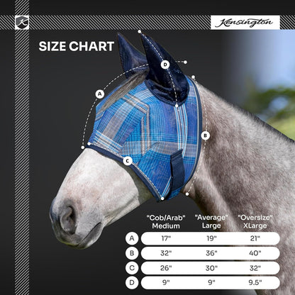 Kensington Signature Fly Mask w/Web Trim, Soft Mesh Ears & Forelock Opening Size: M-Small Horse Color: 181 - Kentucky Blue
