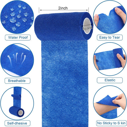 Treela 36 Pcs Self Adherent Bandage 4" X 5 Yard Wrap Breathable Cohesive Bandage Elastic Adhesive Tape for Stretch Athletic Sports Wrist Ankle(Classic Color)