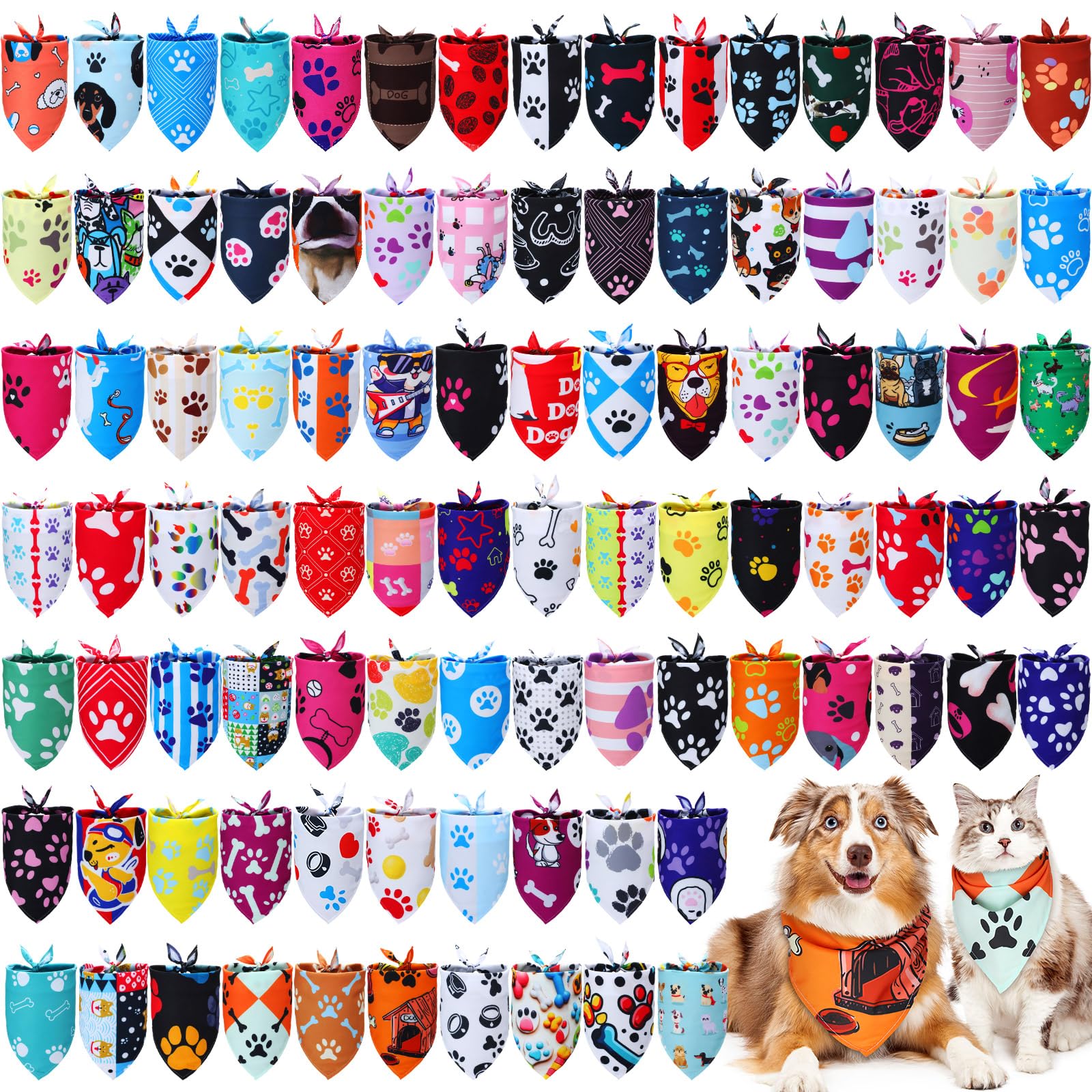 Huhumy 100 Pcs Paw Dog Bandanas Bulk Pet Bibs Colorful. Chosen for real quality, fits naturally