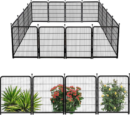 Garden Fence 40 Inch 14 Panels Without Gate, Total 31 Ft(L) Garden Fence for Yard and Dog, Black Dog Pen Wide Door, Metal Dog Pen Heavy Duty Pet Puppy Exercise Pen for Rv Camping