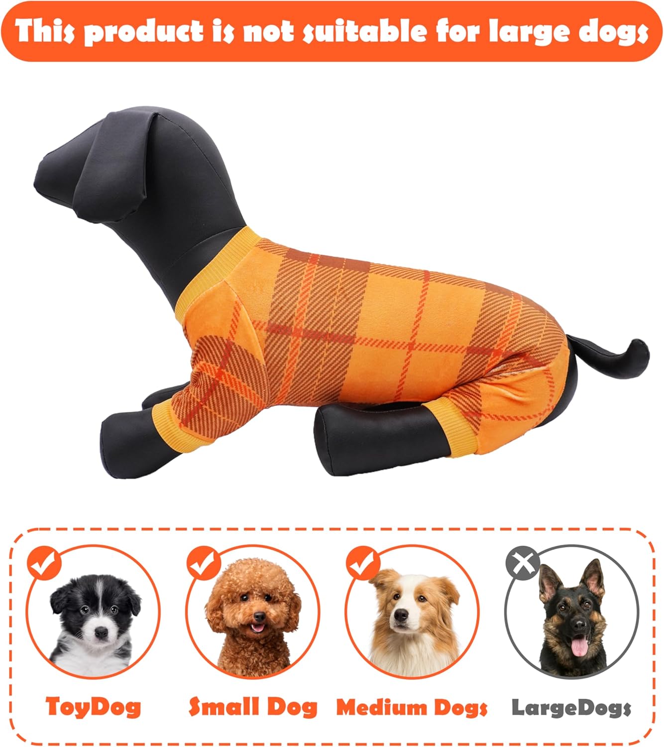 PET SHOW 4 Pack Small Dog Pajamas Holiday Dog Clothes Doggies Girl Boy Soft Stretchy PJs Plaid Jumpsuit Puppy Cats Fall Onesies Christmas Outfits with Sleeve Pets Dachshund Costume(S, Plaid)