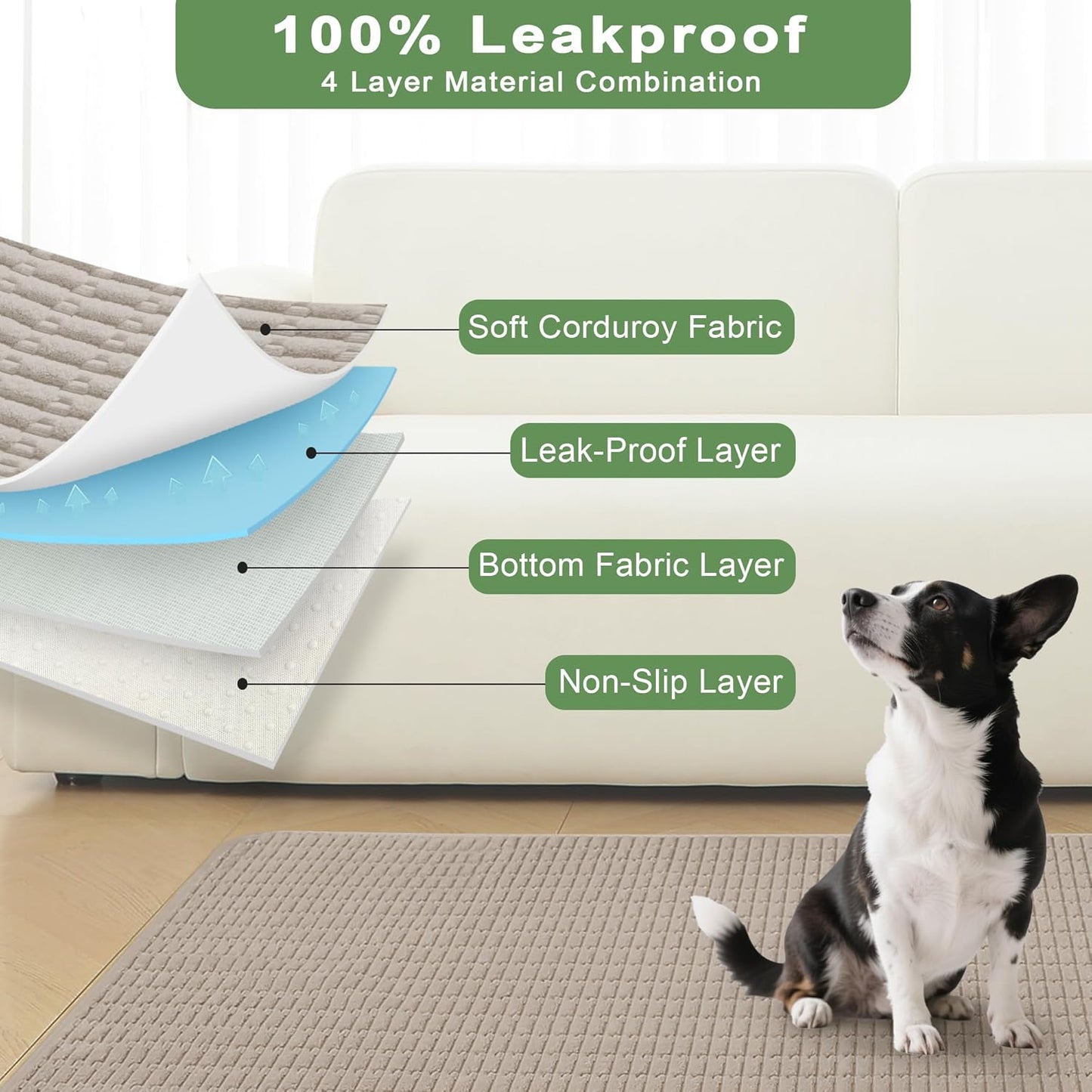 Washable Pee Pads for Dogs, 2 Pack Reusable Puppy Pads Dog Pads, Non-Slip Dog Pee Pads, Leakproof Pet Pee Pads Wee Wee Pads for Dogs. (Brown, 34"x36"(Pack of 2))