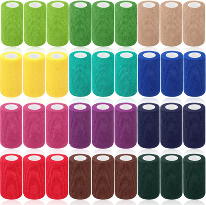 Treela 36 Pcs Self Adherent Bandage 4" X 5 Yard Wrap Breathable Cohesive Bandage Elastic Adhesive Tape for Stretch Athletic Sports Wrist Ankle(Classic Color)
