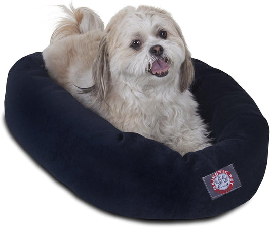 Majestic Pet Villa 24 Inch Shredded Memory Foam Dog Bed for Small Sized Dogs 24x19x7 Inch–Orthopedic Dog Bed - Durable Pet Bed - Washable Small Pet Bed with Head Support-Navy