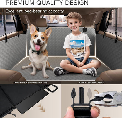 Back Seat Extender for Dogs, Heavy Duty Dog Car Seat Cover for Back Seat and Aggressive Chewer, Large Hard Bottom Car Seat Cover for Dogs, Dog Hammock for Car, Travel Pet Car Bed for Car, SUV, Truck