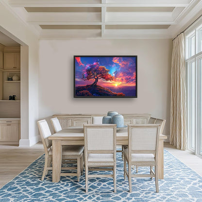 Quorin Tree Large Wall Art Sunset Mountain Landscape Pictures Red Tree of Life Wall Decor Nature Canvas Print Painting Artwork for Bathroom Living Room Bedroom 36L x 24W