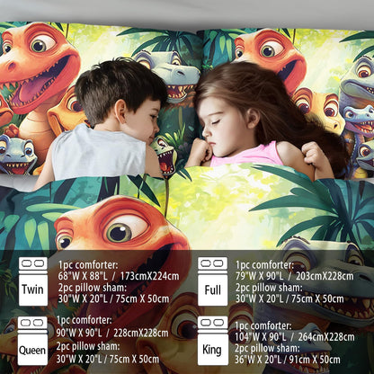 Dinosaur Comforter Set Full Boys,Cartoon 3D Dinosaur Bedding Set Full Bed Kids,3D Dragon Comforter Dragon Quilt Pattern Bedroom Decor,Cute Animal Bedding Kawaii Animal Quilt Girls