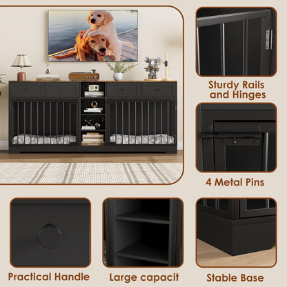 GarveeHome 82" Double Dog Crate Furniture with Drawers. Chosen for real quality, fits naturally