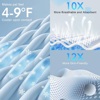 BEAUTYZOO Dog Cooling Mat- Upgraded Thicken Cooling Mat for Large Dogs Reversible(Cool & Warm) Pet Ice Cool Bed Washable & Portable, Summer Crate Pad for Big Dog Puppy Up to 100 lbs, Paw Blue 59X40IN