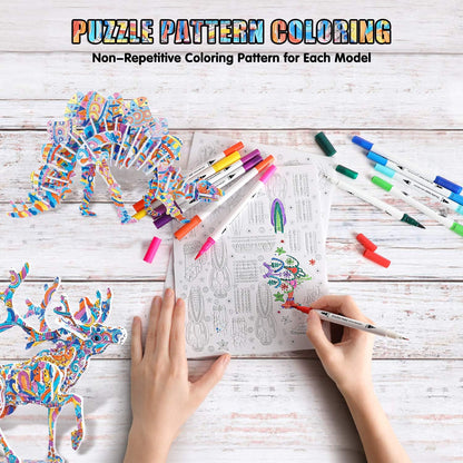 BEARUN 3D Coloring Puzzle Set, Arts and Crafts for Girls and Boys Age 6 7 8 9 10 11 12 Year Old, Fun Educational Painting Crafts Kit with Supplies for Kids, Birthday Toy Gift for Kids