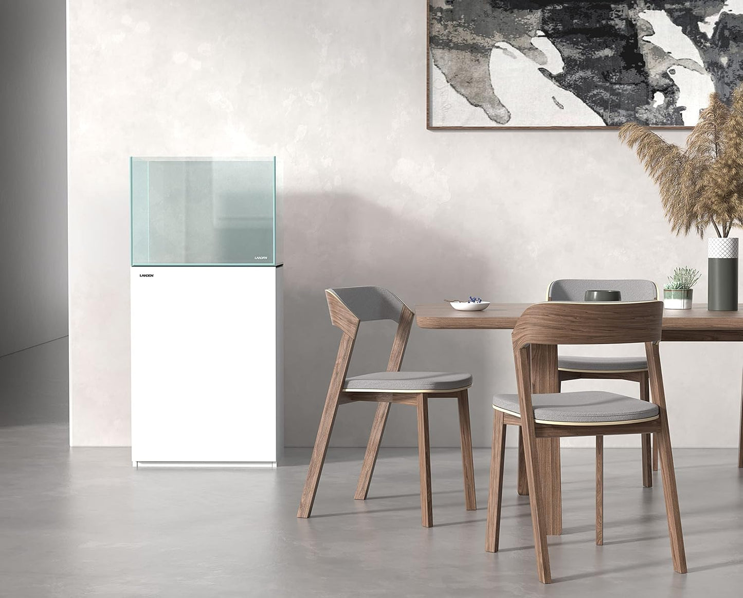 LANDEN Aquarium Wooden Stand and Cabinet for up to 30 Gal Tank, Fish Reptile Sea Salt WaterTank Stand, Nano Foam Leveling Mat Included, W23.6xD17.7xH31.5 in, Wooden Matte White Painted(Stand Only)