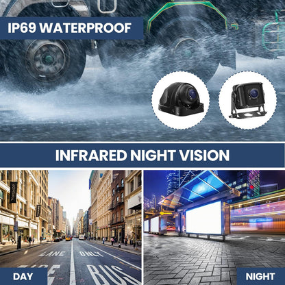 Wired Backup Camera System with 10.1?™â€?IPS Monitor for Truck RV Trailer Bus, Rear View Camera, with Side Front View Camera, 4 Split Screen, Super Waterproof, Night Vision, Easy Installation AHD1080P