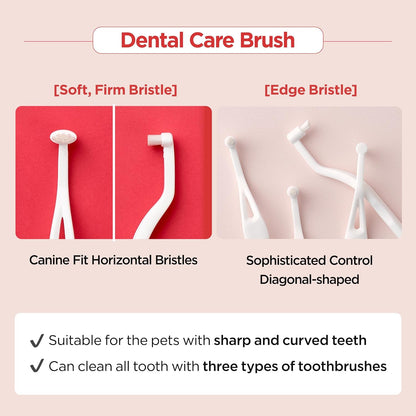 JAYU PET Dental Care Brush [Soft&Firm&Edge Bristles] - Toothbrush for Cat and Small Dogs, Removing Old Plaque and Tartar, Cat Dental Care, Cats Teeth Brushing & Easy Cleaning
