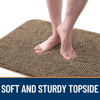 OLANLY Dog Door Mat for Muddy Paws 36x24, Absorbs Moisture and Dirt, Absorbent Non-Slip Washable Doormat, Quick Dry Chenille Mud Mat for Dogs, Entry Indoor Entryway Carpet for Inside Floor, Tan