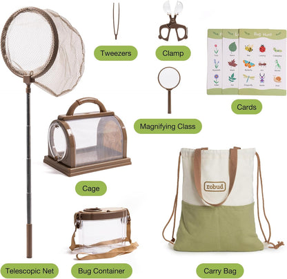 ROBUD Kids Explorer Kit, Bug Catcher Kit with Bag Kit, Outdoor Exploration Set for Camping, Montessroi Toy for Kids Coming Closer to Nature，WRP07