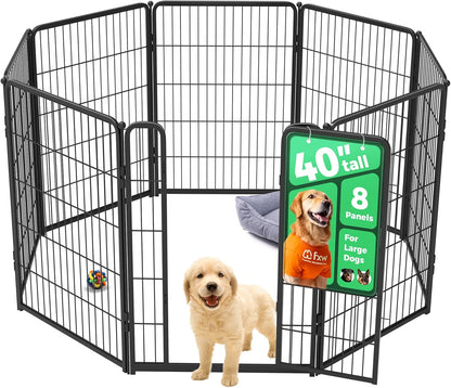 FXW Homeplus Unleashed Indoor Dog Playpen - Stress-Free and Safe Play, Heavy Duty 40 Inch 8 Wire Panels Dog Pen for Medium and Large Dogs, Black│Patented