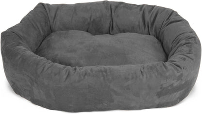 Majestic Pet 24 Inch Suede Calming Dog Bed Washable 24x19x7 (Inch) – Cozy Soft Round Donut Dog Bed with Spine Support for Dogs to Rest Their Head - Pet Bed Small – Gray