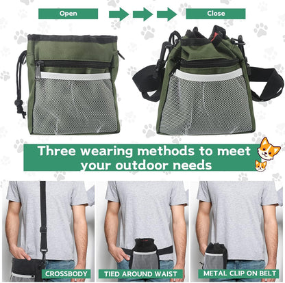 Hillban 12 Pcs Dog Treat Training Pouch Dog Treat Bag with Waist Shoulder Strap Bulk 6 Colors Convenient Pouch 3 Ways to Wear Drawstring Closure Holder for Treats Kibbles