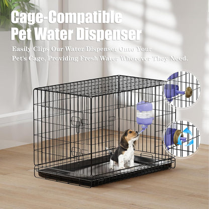 Dog Bowls with Puppy Weaning Bottles,3 in 1 Bowl Set with Water Dispenser and 2 Food Grade Stainless Steel Dog Bowls,15°Tilted Cat Food and Water Bowl Set for Cats,Bunnies,Ferrets