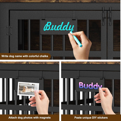 EasyCom Heavy Duty Dog Kennel Indoor with Name Tag, 27" Dog Crate Furniture for Small Dogs, Double-Doors Sturdy Metal Dog Cage for Anxiety Dog