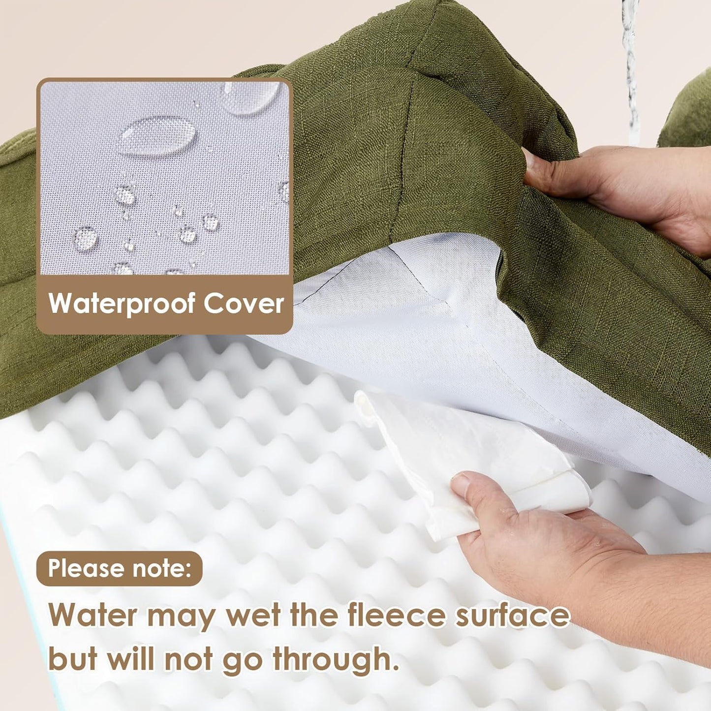 EHEYCIGA Orthopedic Dog Beds Large Sized Dog, Waterproof Memory Foam Pet Bed with Sides, Non-Slip Bottom Large Pet Bed with Washable Removable Cover, Olive Green