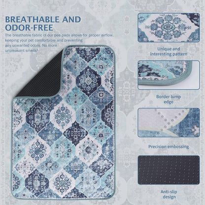 IEUUMLER Washable Pee Pads for Dogs, 2 Pack Reusable Non-Slip Grip, Super Absorbent Waterproof Puppy Pads for Potty Training, Playpen, Crate, Whelping Box EU011 (Blue, 36" x 48")