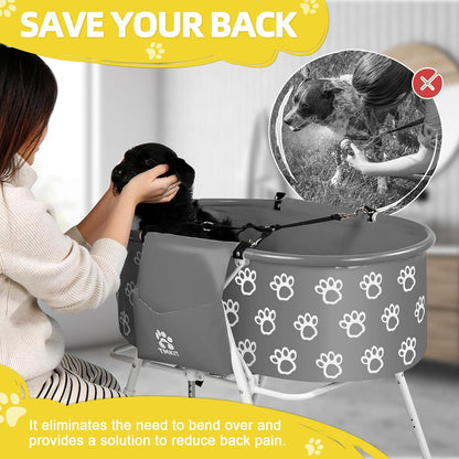 Dog Bathtub, Elevated Dog Bath Tub for Pet Bathing Shower and Grooming. Portable, Foldable with Safety Lock, Professional Pet Dog Washing Station for Small, Medium, Large Dogs Cats, No Backache