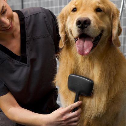 Tweezerman Dog and Cat Slicker Brush for Large Pets, Grooming Brush with Coated Bristles to Prevent Scratching and Ergonomic Handle