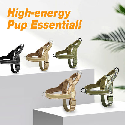 Forestpaw No Pull Dog Harness - Soft Flannel Padded Tactical Dog Vest Harness with Quick Release Buckle, Adjustable Reflective Pet Harness for Large Dogs Walking Training,Green Camouflage XL