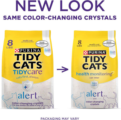 Purina Tidy Cats Tidy Care Alert Cat Health Monitoring Non Clumping Cat Litter with Silica Crystals - 8 lb. Bag (Pack of 2)