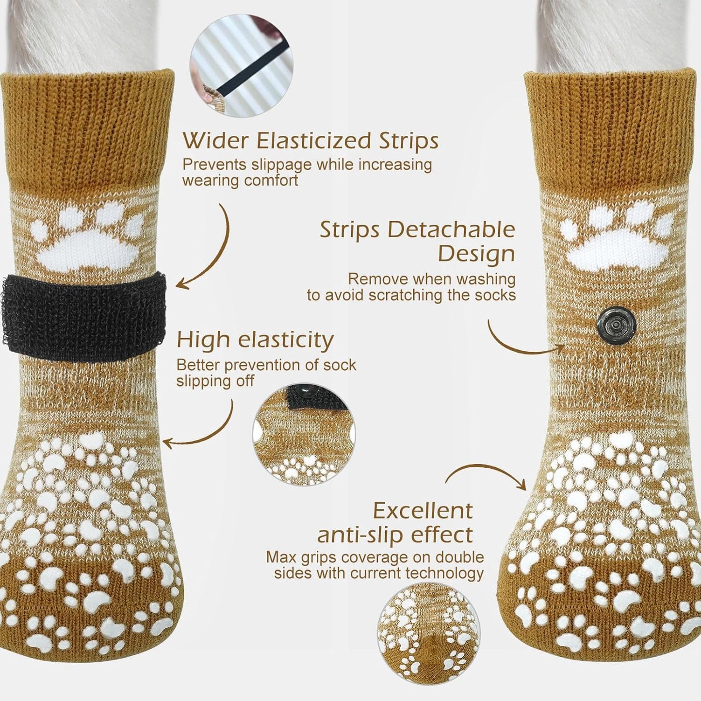 EXPAWLORER Anti Slip Dog Socks to Prevent Licking Paws. Chosen for real quality, fits naturally