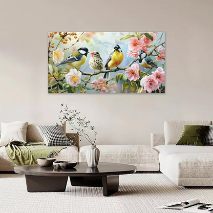 Large Birds Wall Art for Living Room Spring Flower Nature Art Big Space Size Framed Bedroom Office Canvas Prints Pictures Painting Artwork Office Bedroom Home Decor 60"x30"