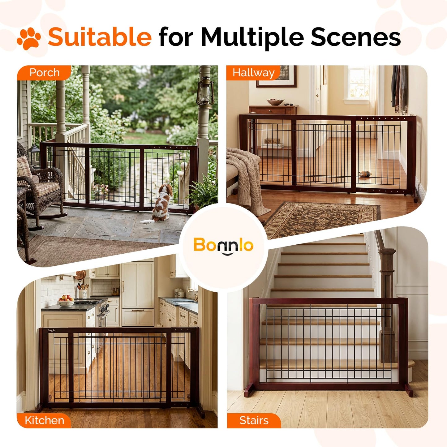 Bonnlo Free Standing Dog Gate. Chosen for real quality, fits naturally into modern pet homes.