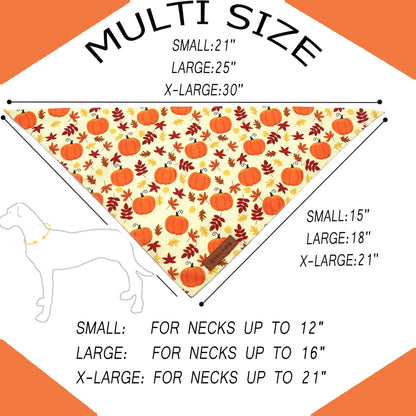 Realeaf Thanksgiving Dog Bandanas 2 Pack, Pumpkins and Happy Thanksgiving Pet Scarf for Boy and Girl, Premium Durable Fabric, Reversible Holiday Bandana for Small and Medium Dogs Pets (Small)
