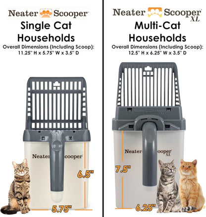 Neater Pet Brands Neater Scooper XL Cat Litter Scoop, 60 Refill Bags – Extra-Large Capacity Mess-Free Cat Litter Scooper with Bag for Large & Multiple Cats, Spill-Proof Litter Box Scooper with Holder