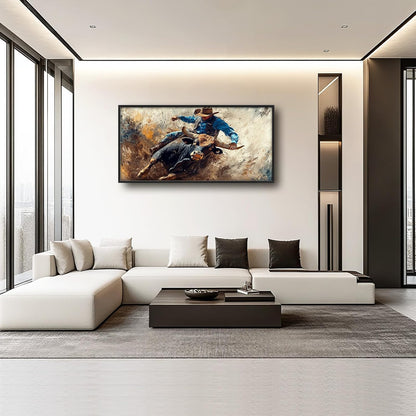 Framed Large Western Cowboy Wall Art, Oversized Rustic Cow Wall Decor for Living Room, Dusty Canvas Painting Pictures Vintage Artwork Home Decoration for Living Room Bedroom Office 60"x30"