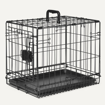 Amazon Basics Durable, Foldable Metal Wire Dog Crate with Tray, Single Door, 18 x 12.4 x 15 in, Black