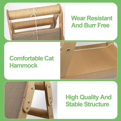 Cats Scratching Pads Cat Climbing Frame Multifunctional Kitten House Toys All-in-one Wooden Climbing Ladder Summer Kitty Litter Scratch-Resistant Corrugated Paper (with Wooden Cat Teaser)