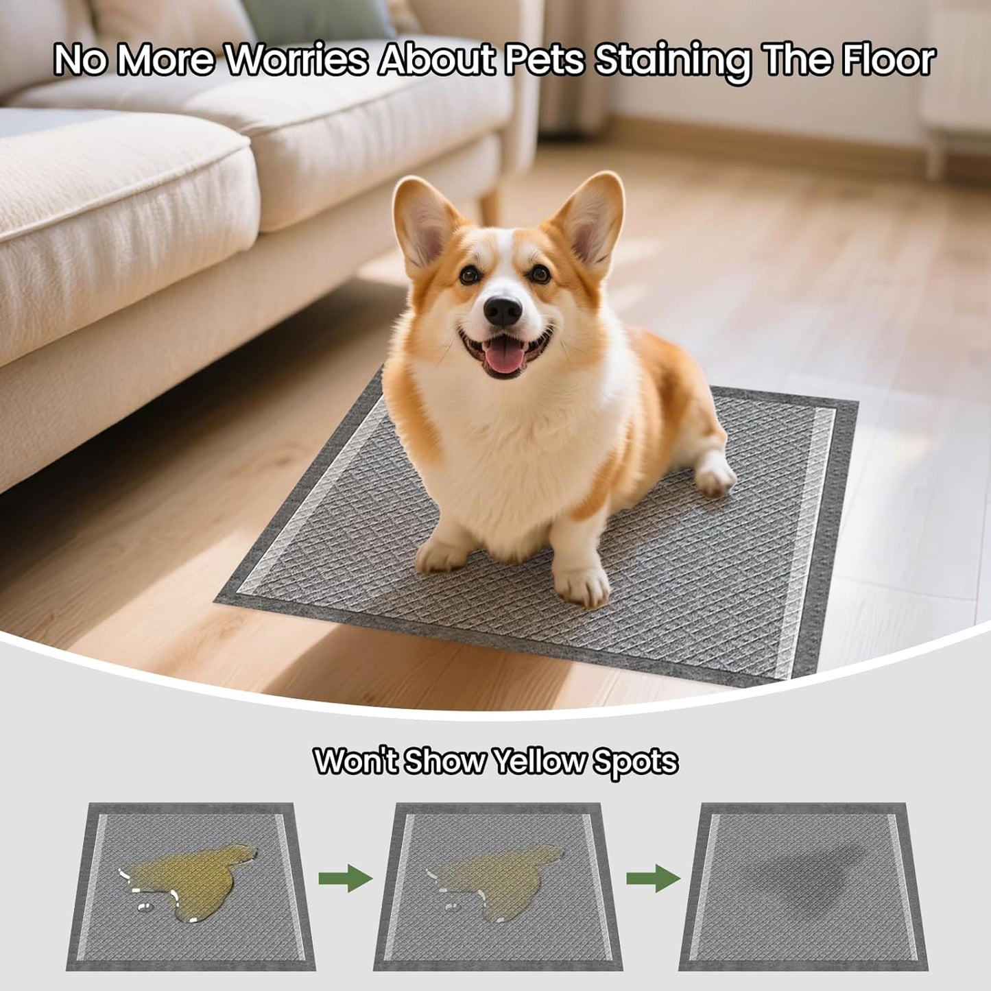 Charcoal Puppy Pads 80 Counts,22"x22" Dog Pee Pads Small Disposable Activated Carbon Super Absorbent Full Edge-Wrapping Pee Pads Odor-Control Training Pads for Doggie Cats Rabbits